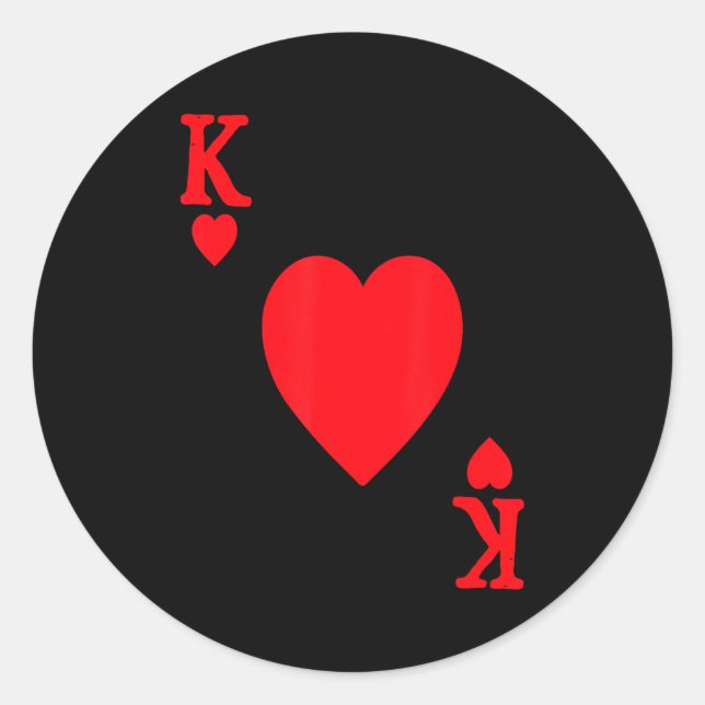 King Of Hearts Valentine's Day Lover Royal Flush F Runder Aufkleber (Vorderseite)