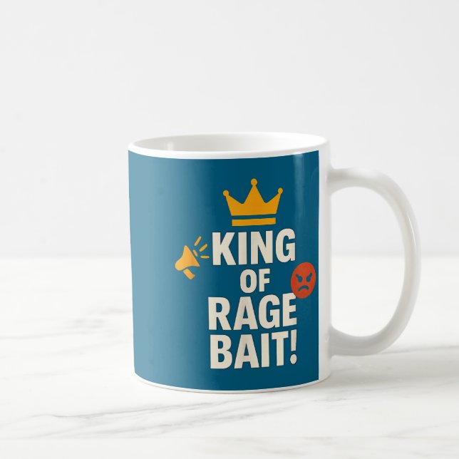 King Of Rage Bait Funny Internet Meme Gamer Quote  Kaffeetasse (Rechts)