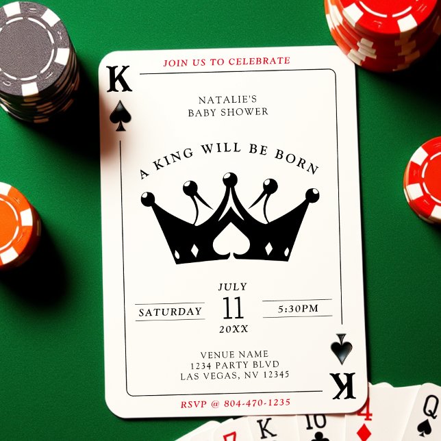 King of Spades Casino Poker Card Kinderdusche Einladung (King of Spades Casino Poker Card Boy Baby Shower
)