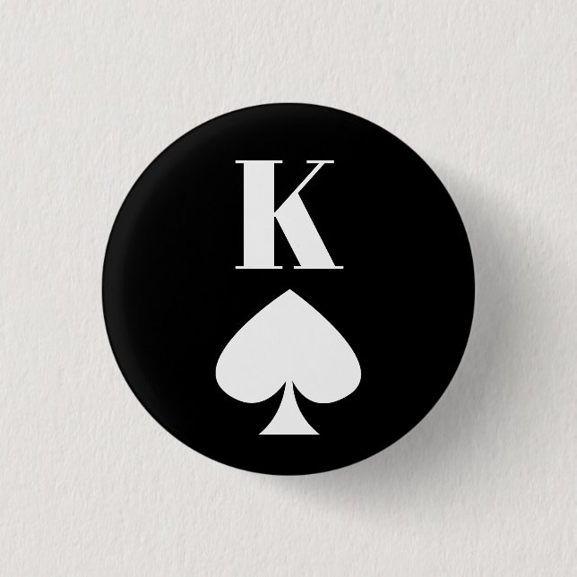 King of Spades - Playing Card Symbol Classic Round Button (Vorderseite)