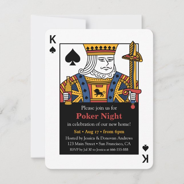 King of Spades Poker Night Housewarming Party Einladung (Vorderseite)