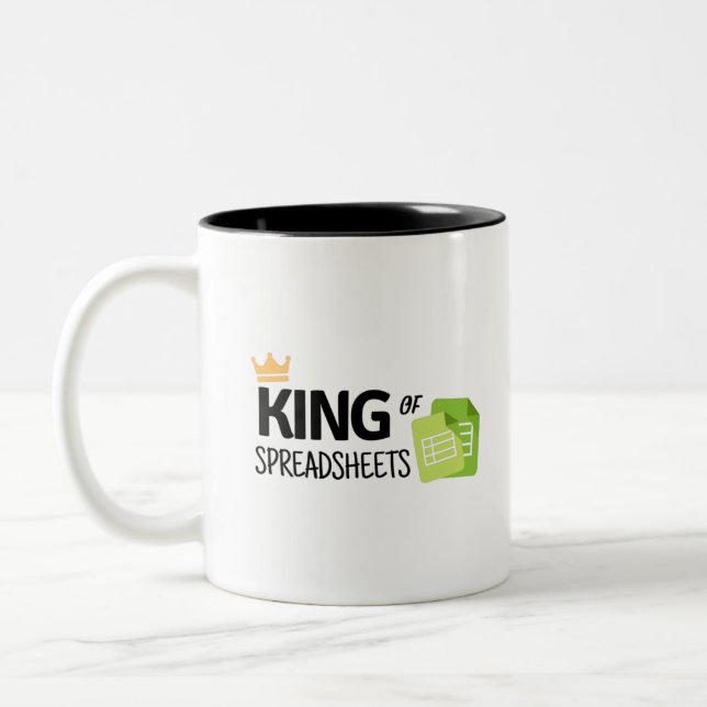 King of Spreadsheets Zwei-Tone-Kaffee-Tasse Zweifarbige Tasse (Links)