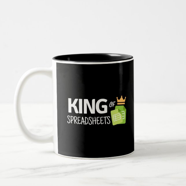 King of Spreadsheets Zwei-Tone-Kaffee-Tasse Zweifarbige Tasse (Links)