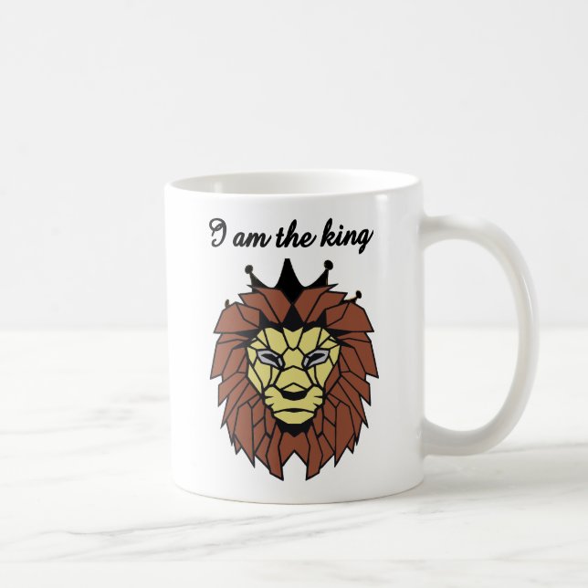 King of Strength – Geometric Lion Mug Kaffeetasse (Rechts)