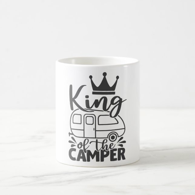 King of the Camper Funny Quote Camping Sprichwort Kaffeetasse (Mittel)