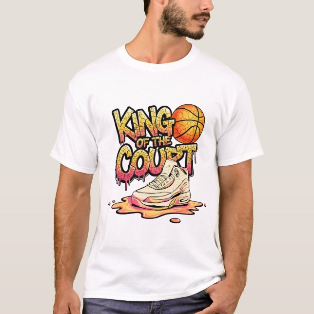 King of the Court Basketball Street Art Design T-Shirt (Vorderseite)