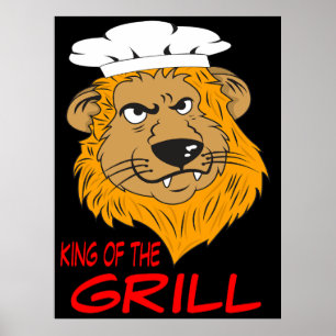 King of the Grill, Angry Lion Head, Funny Poster