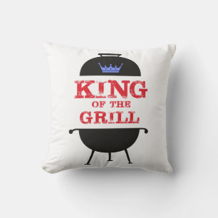 King of the Grill, blau-kronenrot Kissen