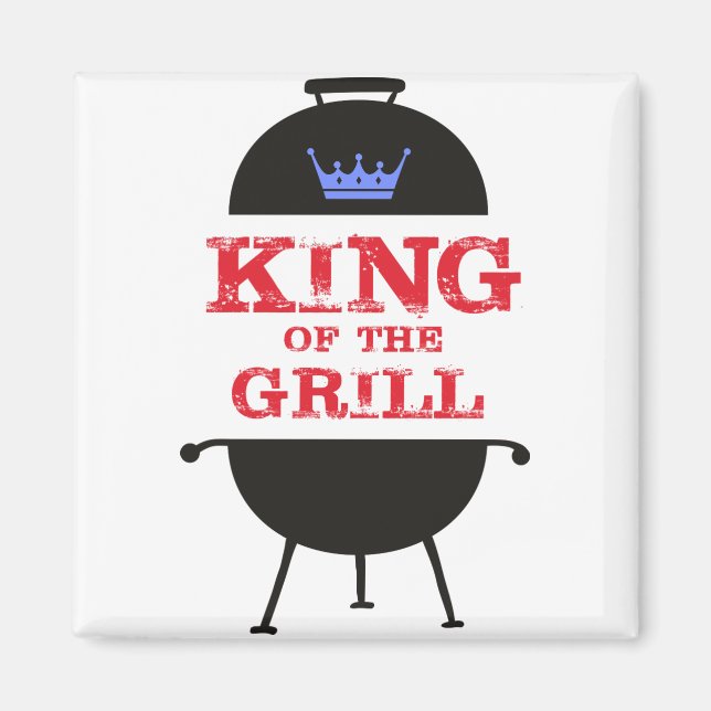 King of the Grill, blau-kronenrot Magnet (Vorne)