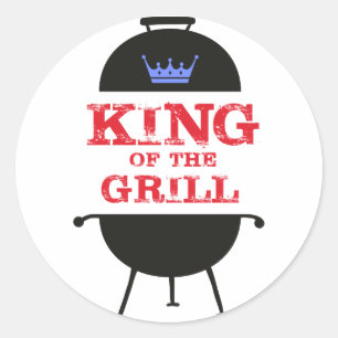 King of the Grill, blau-kronenrot Runder Aufkleber