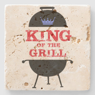 King of the Grill, blau-kronenrot Steinuntersetzer