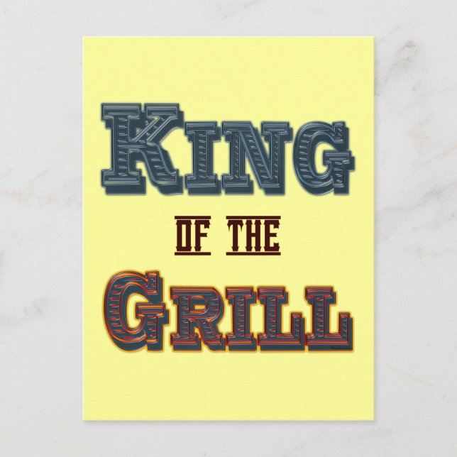 King of the Grill GRILLEN Cooking Slogan Postkarte (Vorderseite)