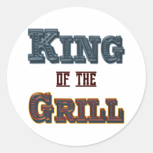 King of the Grill GRILLEN Cooking Slogan Runder Aufkleber