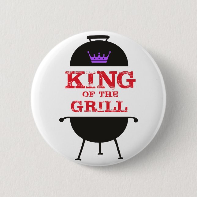 King of the Grill, Lila schwarze Krone, rot Button (Vorderseite)