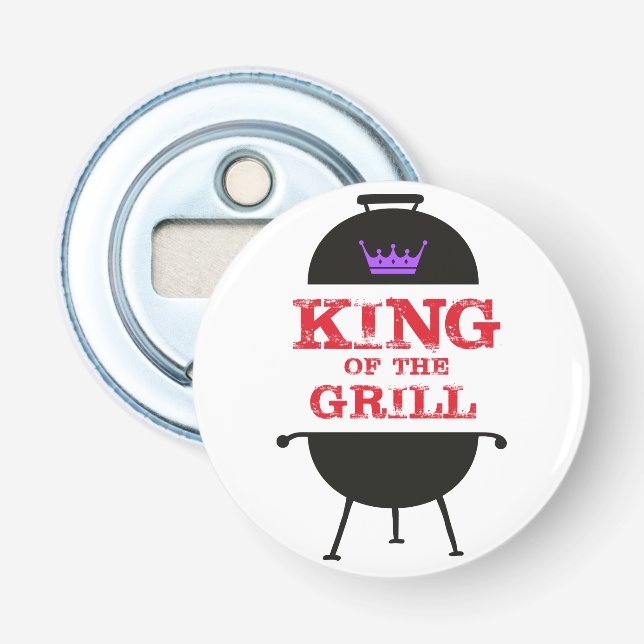 King of the Grill, Lila schwarze Krone, rot Flaschenöffner (Vorderseite)