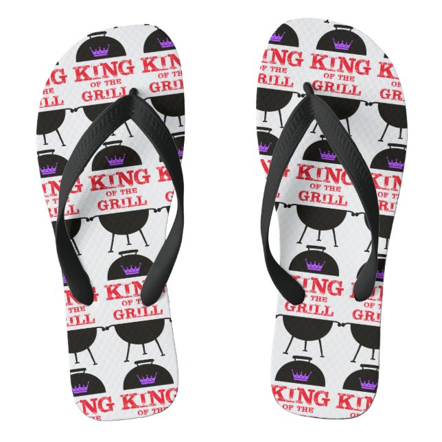 King of the Grill, Lila schwarze Krone, rot Flip Flops (Fußbett)