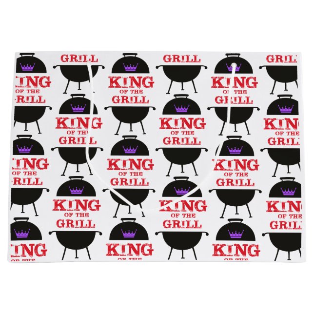 King of the Grill, Lila schwarze Krone, rot Große Geschenktüte (Vorderseite)