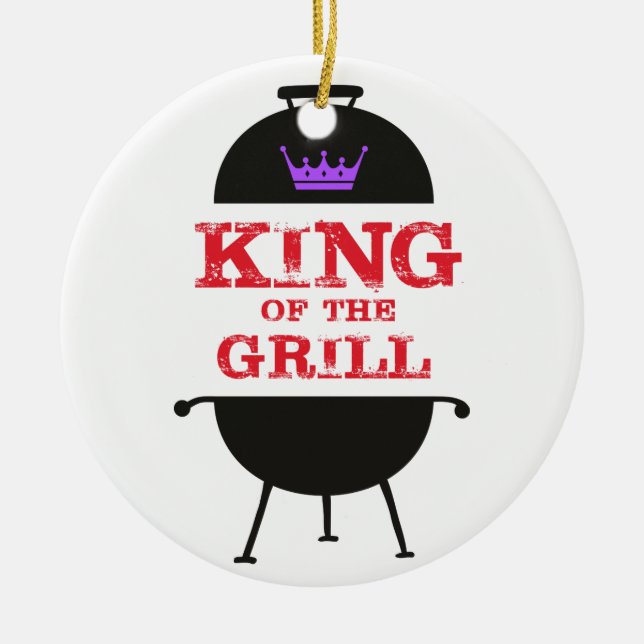 King of the Grill, Lila schwarze Krone, rot Keramik Ornament (Vorne)