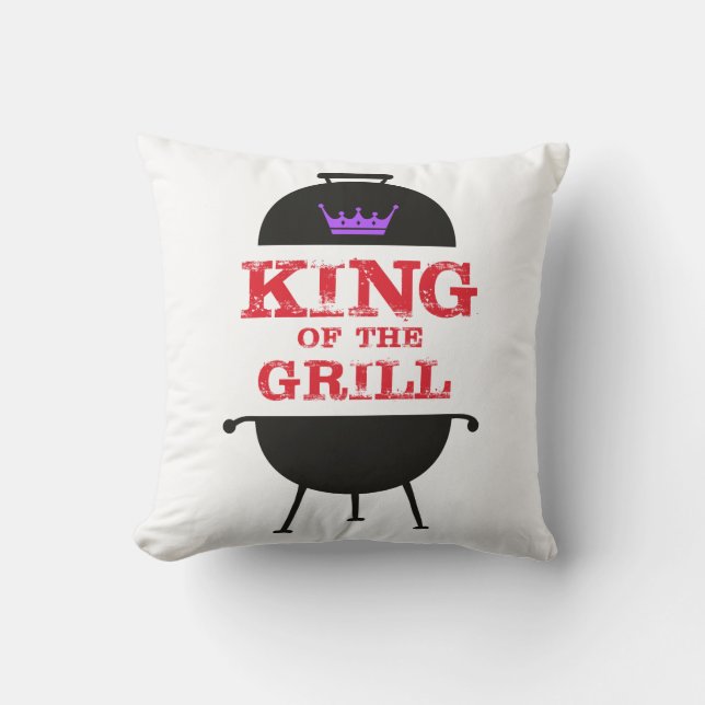 King of the Grill, Lila schwarze Krone, rot Kissen (Vorderseite)