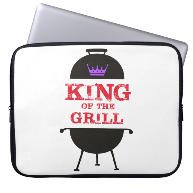 King of the Grill, Lila schwarze Krone, rot Laptopschutzhülle (Vorderseite)