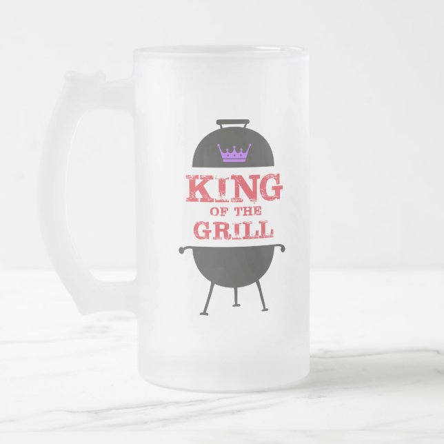 King of the Grill, Lila schwarze Krone, rot Mattglas Bierglas (Links)