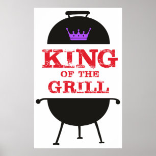 King of the Grill, Lila schwarze Krone, rot Poster