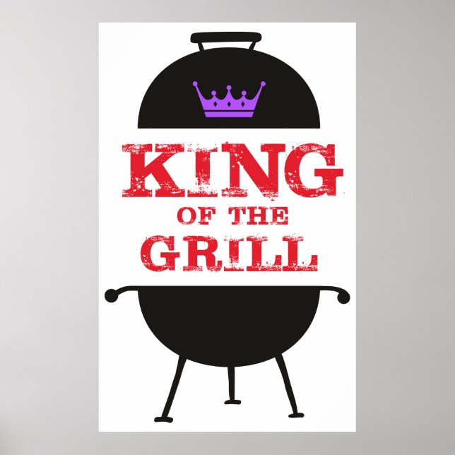 King of the Grill, Lila schwarze Krone, rot Poster (Vorne)