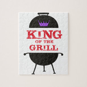 King of the Grill, Lila schwarze Krone, rot Puzzle