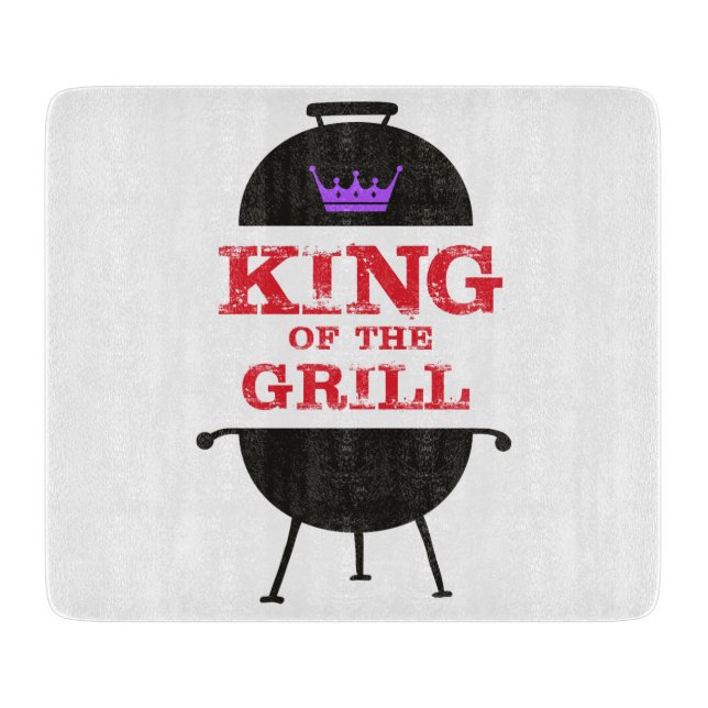 King of the Grill, Lila schwarze Krone, rot Schneidebrett (Vorderseite)