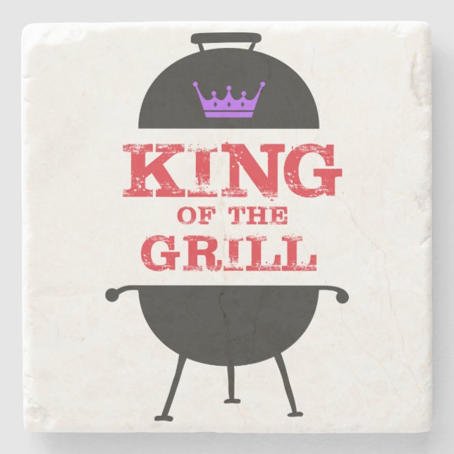 King of the Grill, Lila schwarze Krone, rot Steinuntersetzer (Vorderseite)