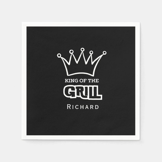 King of the Grill, mit Monogramm GRILLEN Serviette (Vorderseite)