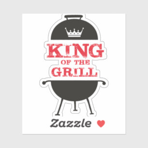 King of the Grill, Schwarz-weiß Crown Red Aufkleber