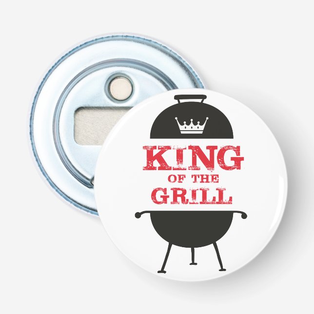King of the Grill, Schwarz-weiß Crown Red Flaschenöffner (Vorderseite)