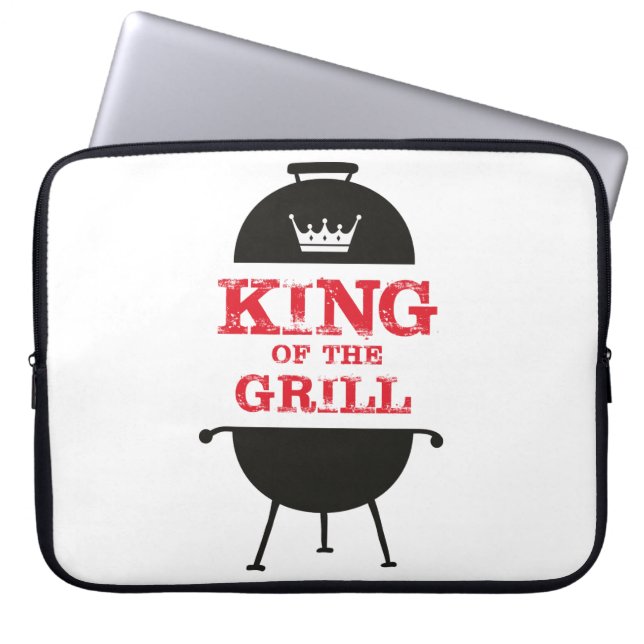 King of the Grill, Schwarz-weiß Crown Red Laptopschutzhülle (Vorderseite)