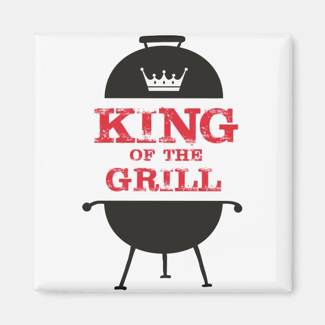 King of the Grill, Schwarz-weiß Crown Red Magnet (Vorne)