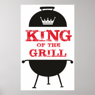 King of the Grill, Schwarz-weiß Crown Red Poster