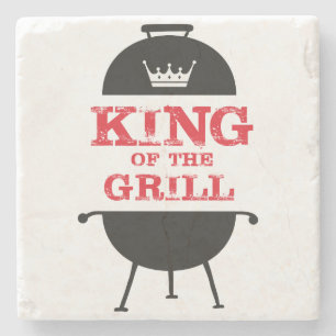 King of the Grill, Schwarz-weiß Crown Red Steinuntersetzer