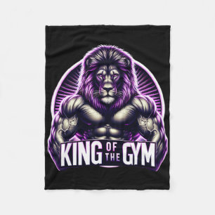 King of the Gym Lion Flex Muscules Bodybuilding Fleecedecke