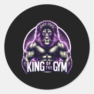 King of the Gym Lion Flex Muscules Bodybuilding Runder Aufkleber