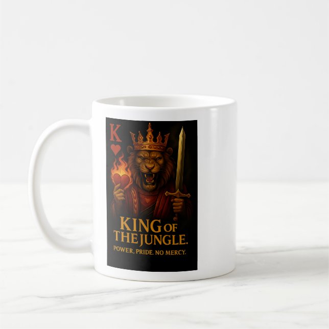 King of the Jungle Art – Powerful Lion and Fire Kaffeetasse (Links)