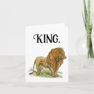 King of the Jungle Lion Cartoon, Bold Wildlife Art Karte