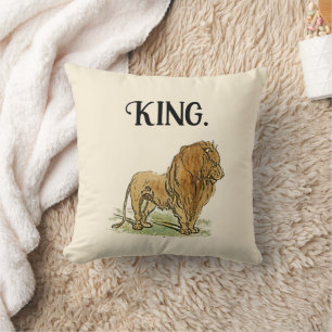 King of the Jungle Lion Cartoon, Bold Wildlife Art Kissen