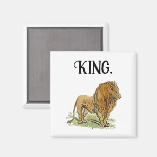 King of the Jungle Lion Cartoon, Bold Wildlife Art Magnet