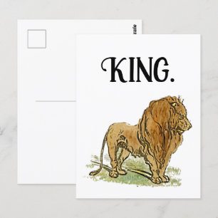 King of the Jungle Lion Cartoon, Bold Wildlife Art Postkarte