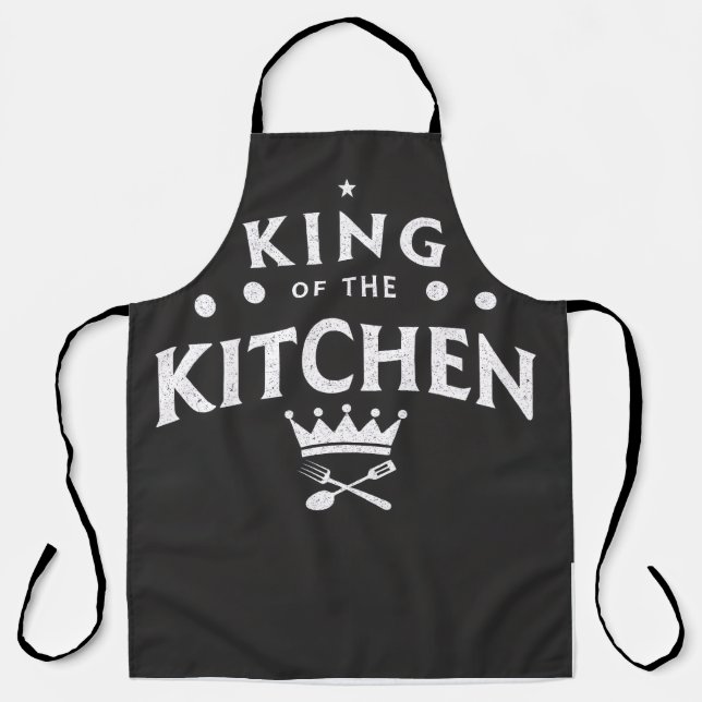King of the Kitchen Crown – Funny Foodie Black Schürze (Vorderseite)