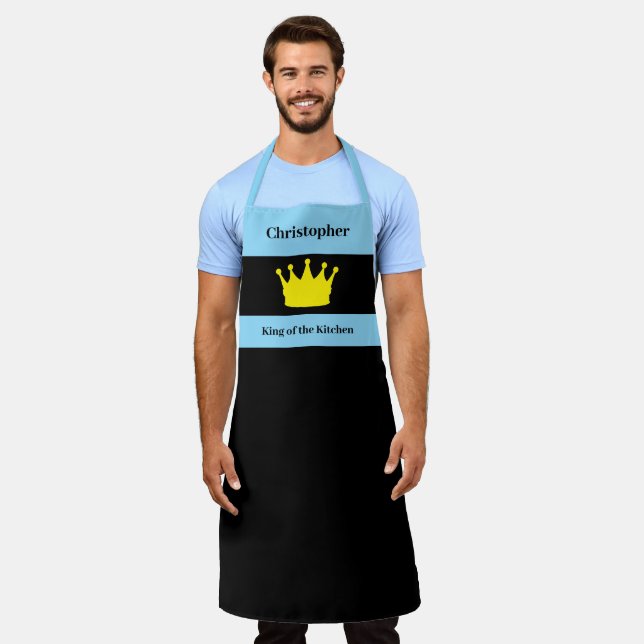 King of the kitchen name crown blue schürze (Getragen)
