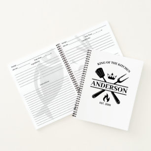 King of the Kitchen Personalisierte GRILLEN Rezept Notizbuch