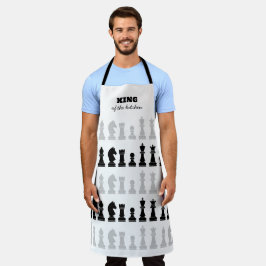 King of the Kitchen Schach Schwarz-weißes Muster Schürze