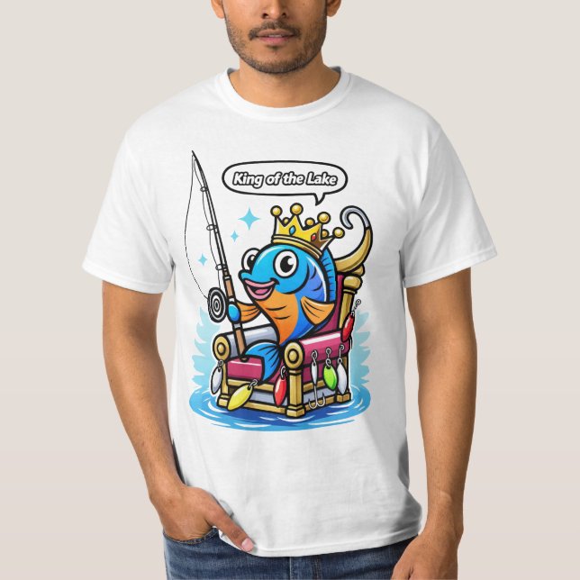 King of the Lake – Funny Fishing Design T-Shirt (Vorderseite)