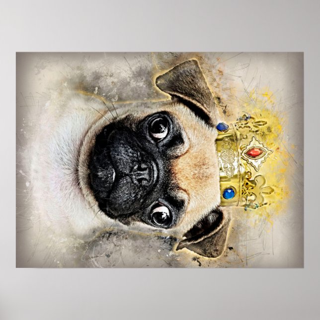 King of the Mops Hunde, Funny Dog, Mops Lover Gesc Poster (Vorne)